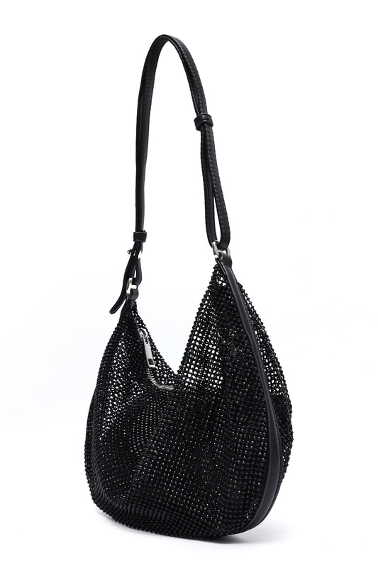 GLIMMER HOBO PURSE-BLACK
