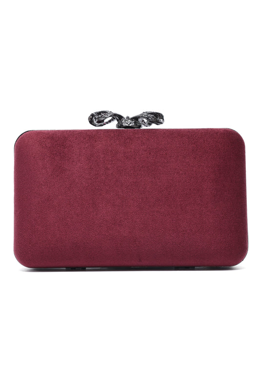 ORNATE BOW SHOULDER CLUTCH-PURPLE