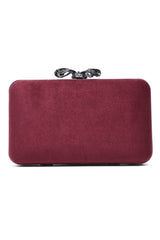 ORNATE BOW SHOULDER CLUTCH-PURPLE