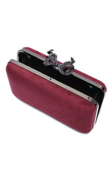 ORNATE BOW SHOULDER CLUTCH-PURPLE