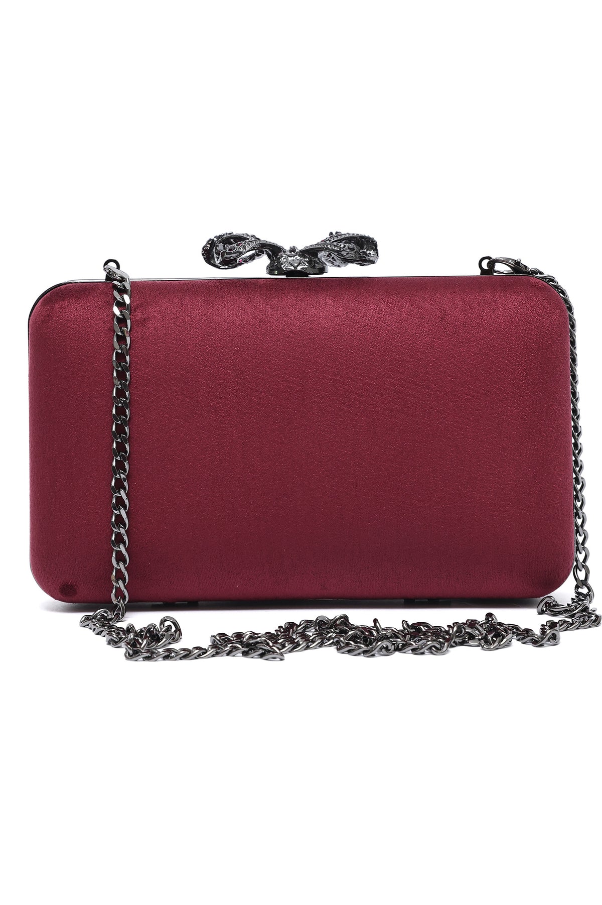 ORNATE BOW SHOULDER CLUTCH-PURPLE