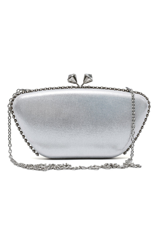 CROWNLINE PEARL CLUTCH-SILVER