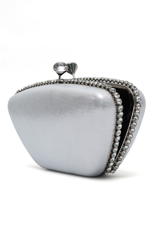 CROWNLINE PEARL CLUTCH-SILVER