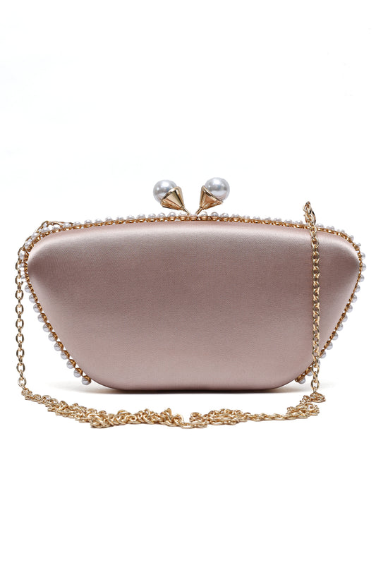CROWNLINE PEARL CLUTCH-CHAMPAGNE