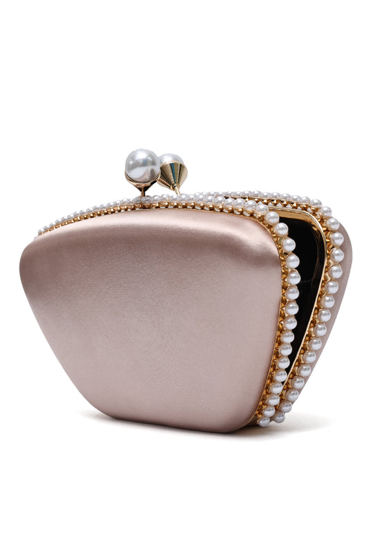 CROWNLINE PEARL CLUTCH-CHAMPAGNE