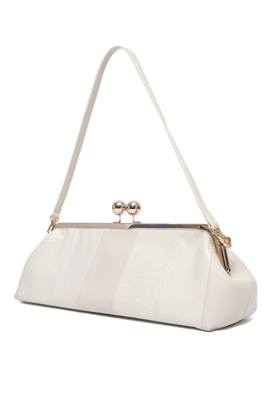 KISS LOCK FRAME SHOULDER BAG-WHITE
