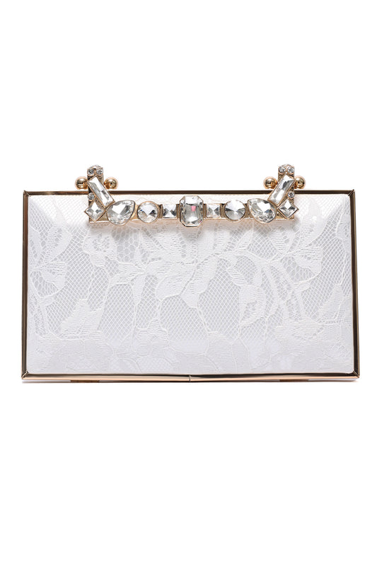 CRYSTAL CROWN BAR CLUTCH-WHITE