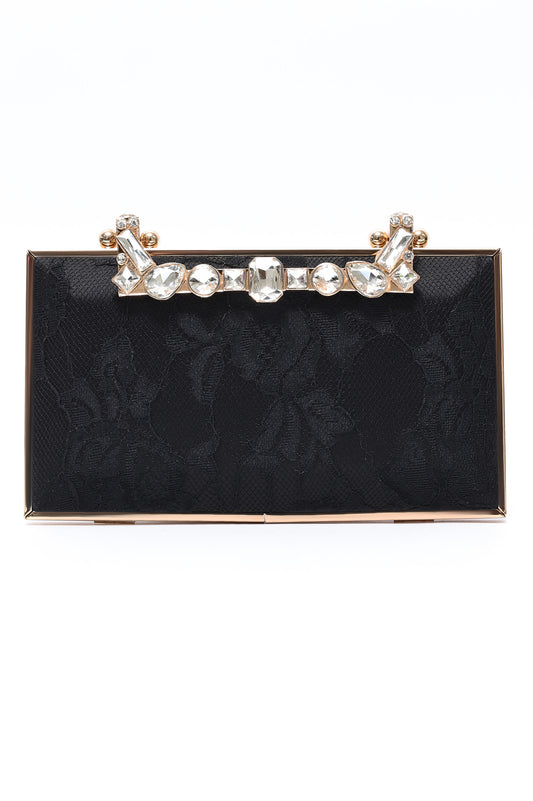 CRYSTAL CROWN BAR CLUTCH-BLACK