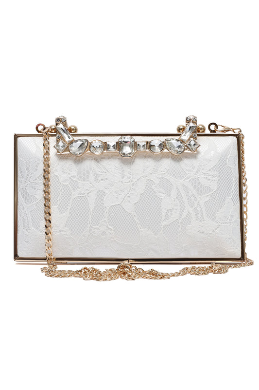 CRYSTAL CROWN BAR CLUTCH-WHITE