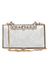 CRYSTAL CROWN BAR CLUTCH-WHITE