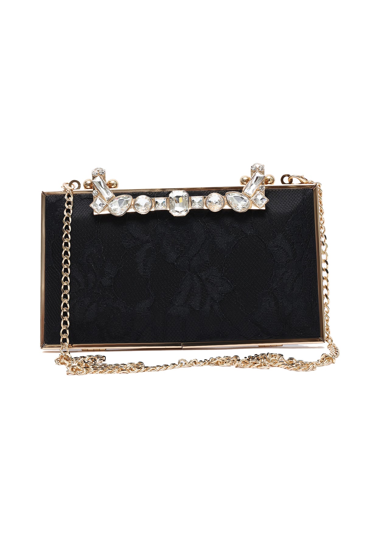 CRYSTAL CROWN BAR CLUTCH-BLACK