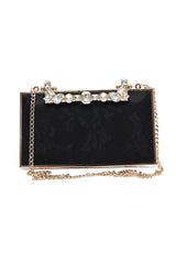 CRYSTAL CROWN BAR CLUTCH-BLACK