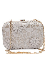 BLOOM SEQUIN BOX CLUTCH-BEIGE