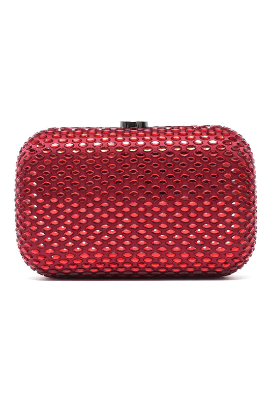 CELESTE EMBELLISHED CLUTCH-RED