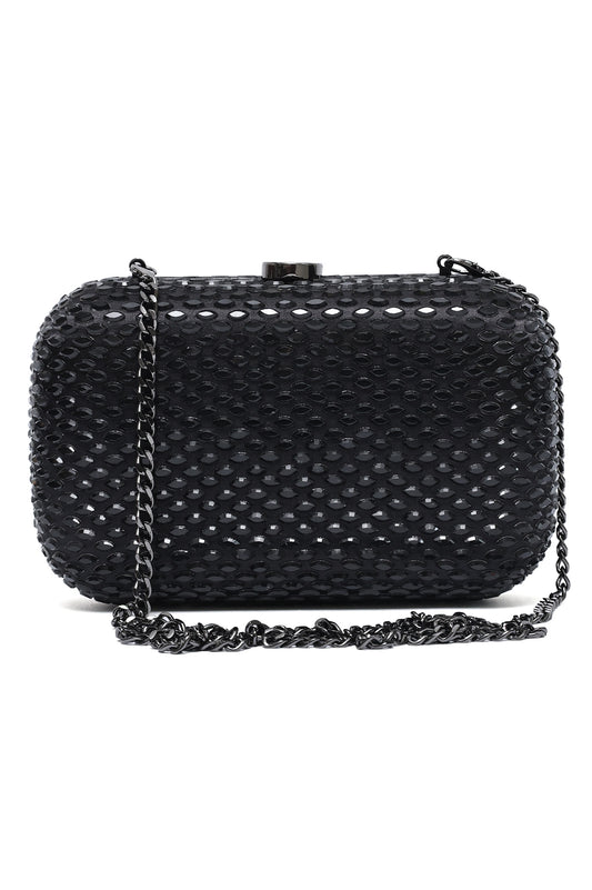 CELESTE EMBELLISHED CLUTCH-BLACK