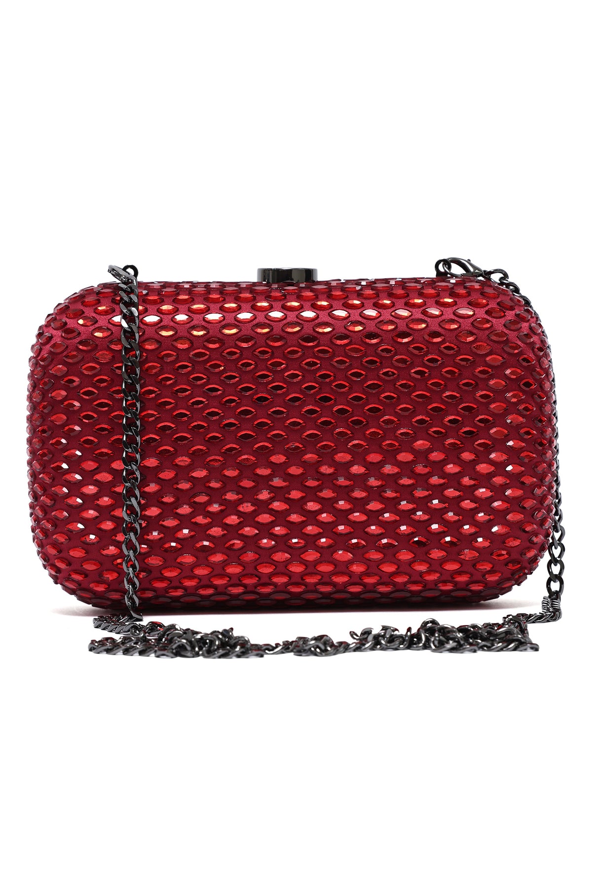CELESTE EMBELLISHED CLUTCH-RED