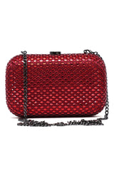 CELESTE EMBELLISHED CLUTCH-RED