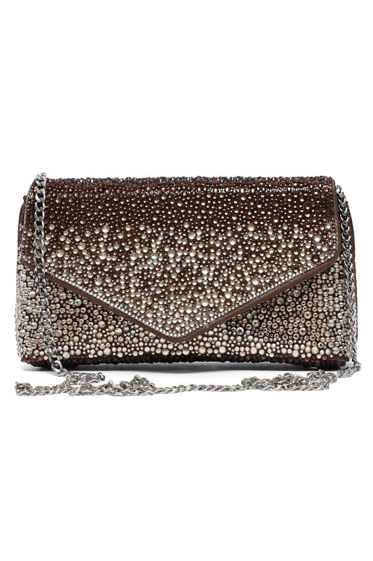 STARDUST ENVELOPE CLUTCH-BROWN