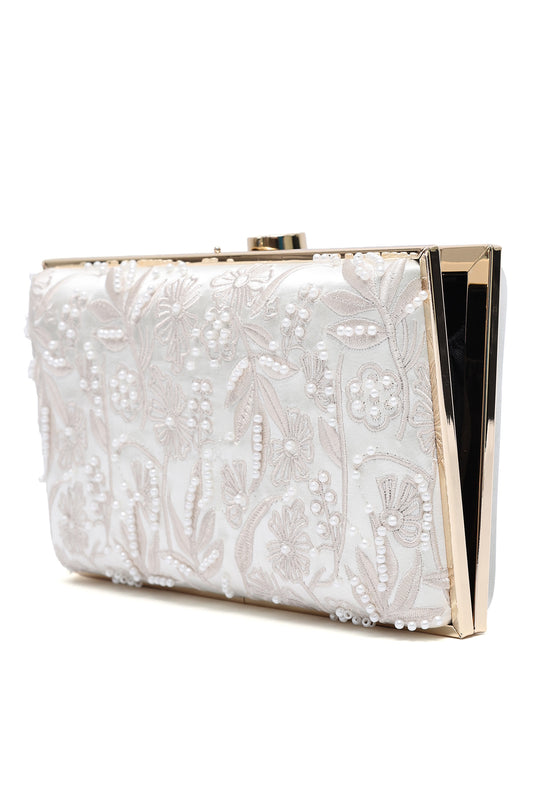 FLORAL HEIRLOOM CLUTCH-OFFWHITE