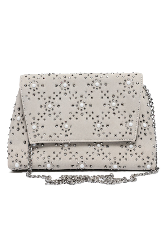 PEARL CONSTELLATION CLUTCH-BEIGE