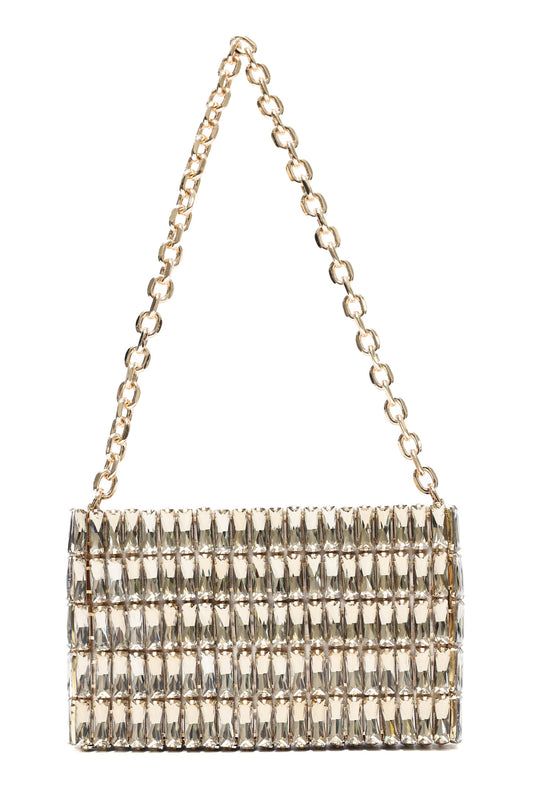 PRISM ROW CRYSTAL BAG-GOLD