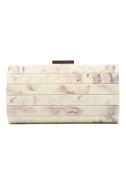 MARBLE STRIPE CLUTCH-NATURE