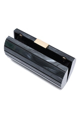 MARBLE STRIPE CLUTCH-BLACK