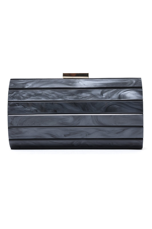 MARBLE STRIPE CLUTCH-BLACK