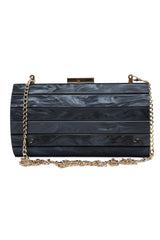 MARBLE STRIPE CLUTCH-BLACK