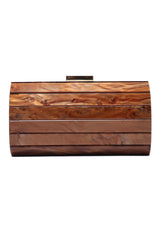 MARBLE STRIPE CLUTCH-BROWN