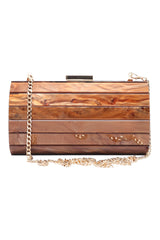 MARBLE STRIPE CLUTCH-BROWN