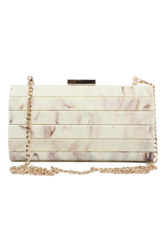 MARBLE STRIPE CLUTCH-NATURE
