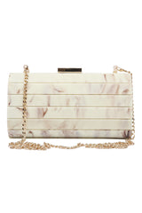 MARBLE STRIPE CLUTCH-NATURE