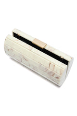 MARBLE STRIPE CLUTCH-NATURE