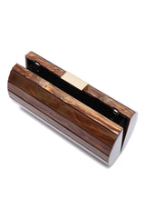 MARBLE STRIPE CLUTCH-BROWN