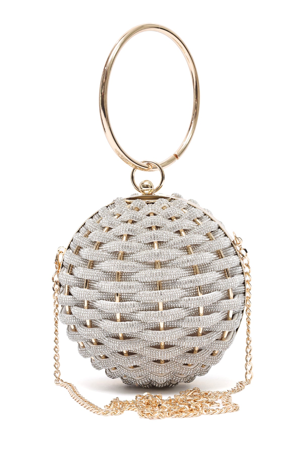 SPARKLE NEST ORB CLUTCH-WHITE