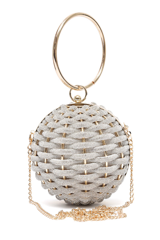 SPARKLE NEST ORB CLUTCH-WHITE