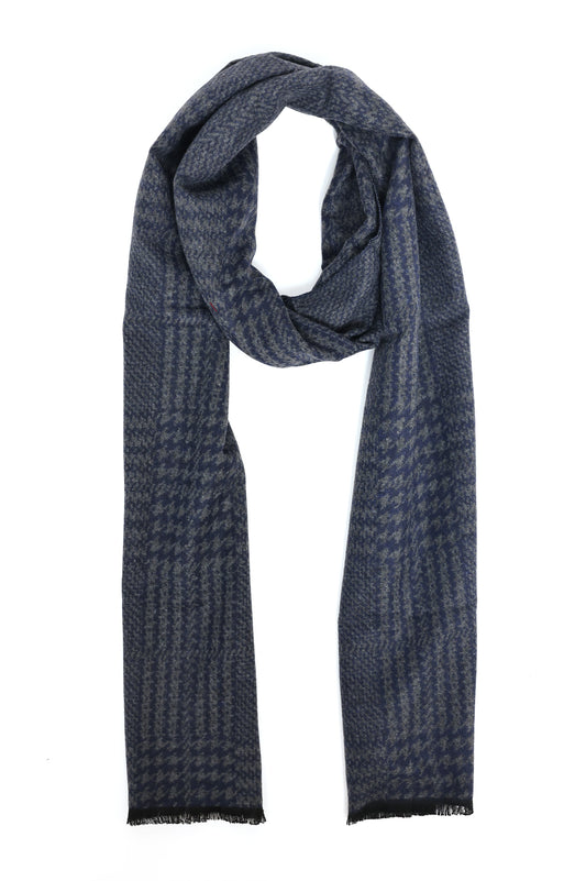 HOUNDSTOOTH PATTERN SCARF-NAVY