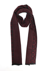 DUAL-PATTERN STRIPED SCARF-MAROON