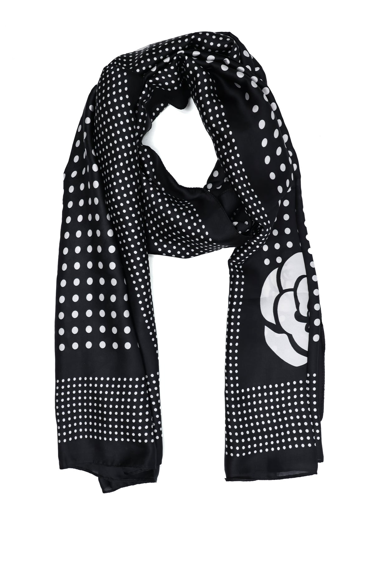BLOSSOM EMBRACE SCARF-BEIGE/BLACK