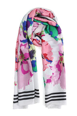 FLORA CHIFFON SCARF-WHITE