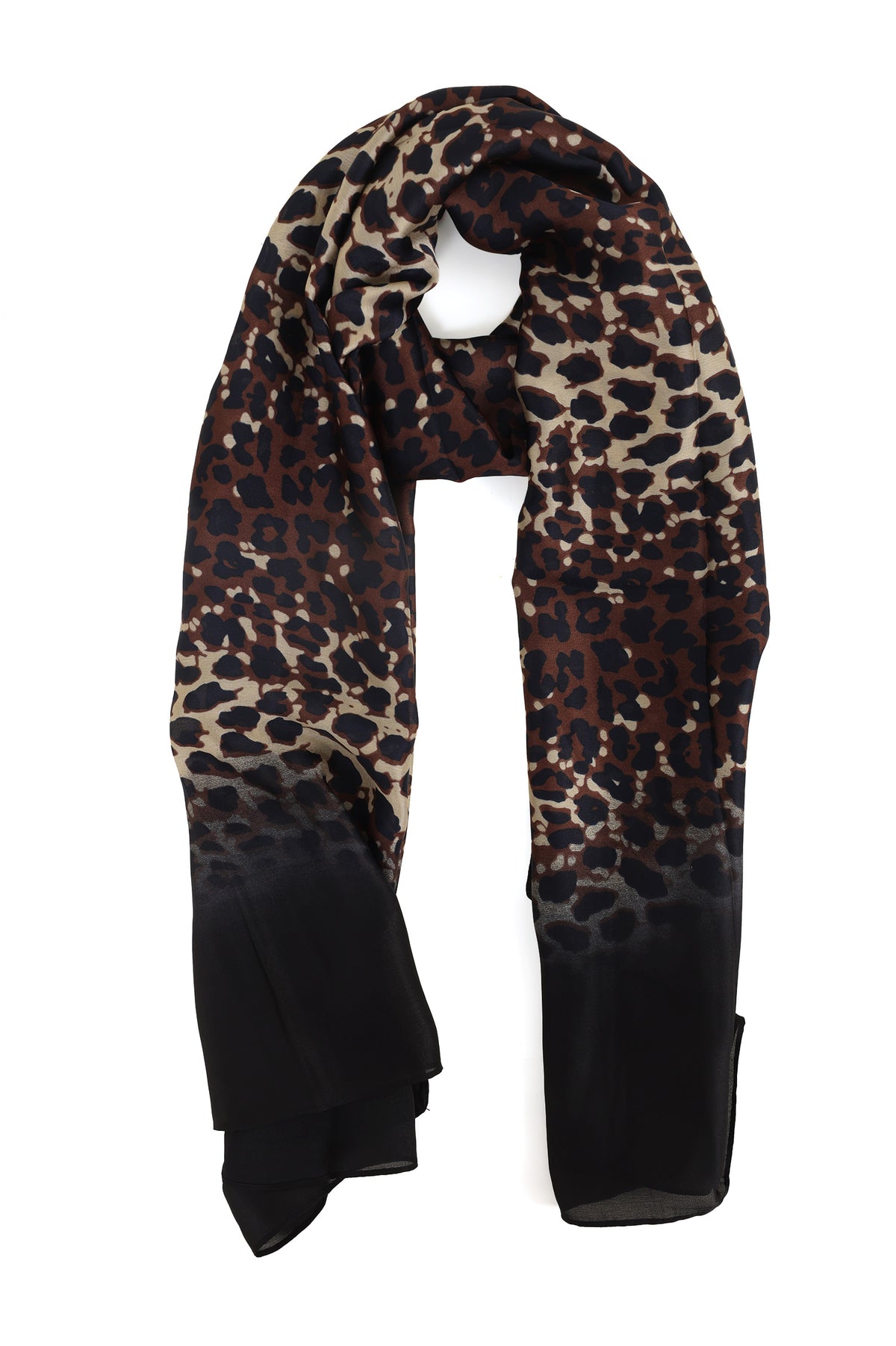 FLORA CHIFFON SCARF-BLACK-BROWN