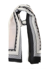 GEOMETRIC SYMPHONY SCARF-BEIGE-BLACK