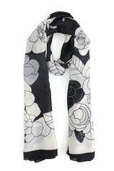 ROSE REVERIE SCARF-BLACK-WHITE