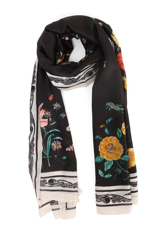 ROSE REVERIE SCARF-BLACK