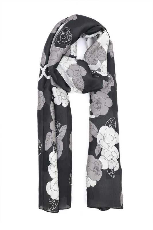 SPRING SPLENDOR SCARF-BLACK