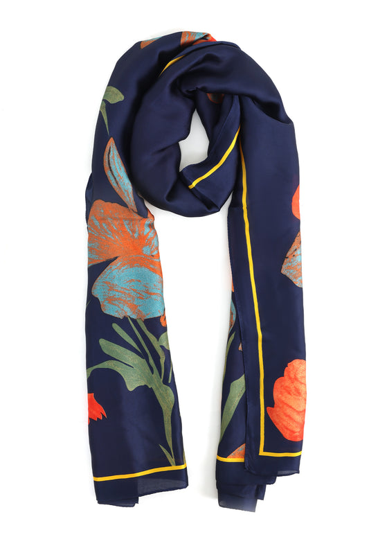 BOUQUET ELEGANCE SCARF-NAVY