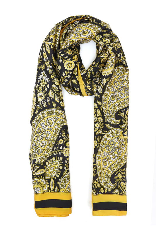 VELAFLOW ABSTRACT LILAC SCARF-YELLOW/BLK