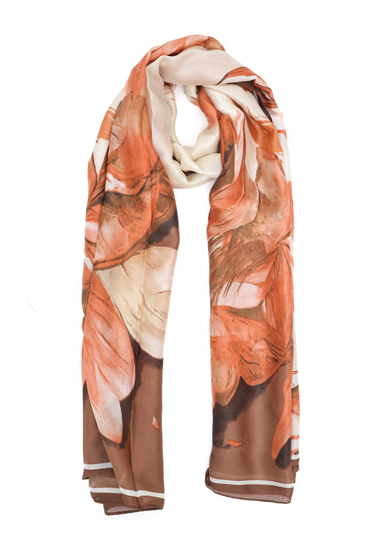 LUXLAVANDA ART INFUSED SCARF-ORG-MAROON