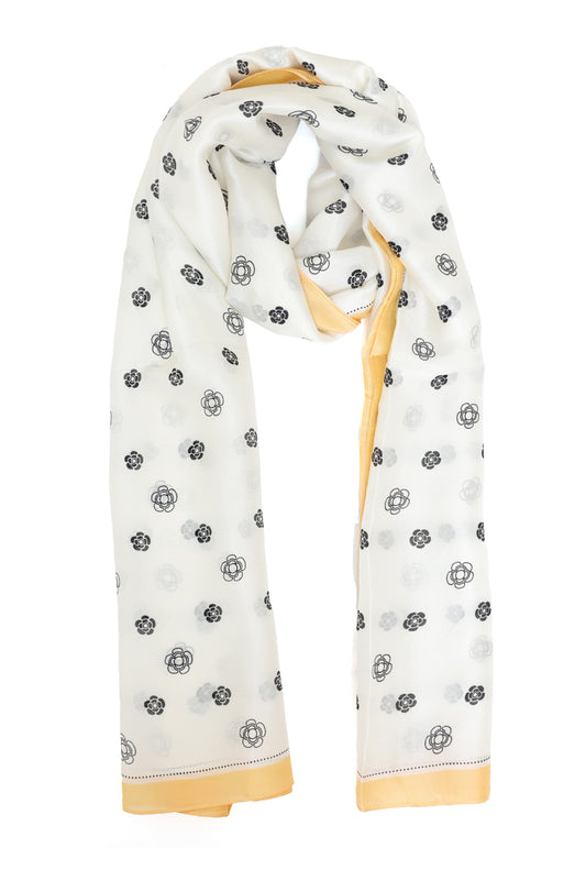 AURAFLOR ABSTRACT TOUCH SCARF-WHT-YELLOW